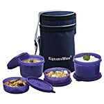 Signoraware Lunch Box Set - Executive, With Bag, Deep Violet 4 Pcs