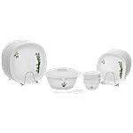 Signoraware Dinner Set - Plastic, Bamboo Design, White 20 pcs