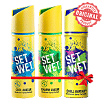 Set Wet Cool, Charm & Chill Avatar Deodorant Spray Perfume 150 ml Pack of 3