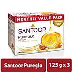 Santoor PureGlo Bathing Bar 125 g (Pack of 3)