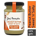 Jus Amazin Organic Peanut Butter - Sweet & Salty, High Protein, Vegan 125 g Jar