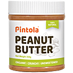 Pintola Organic Peanut Butter - Crunchy, Unsweetened, 100% Natural 350 g