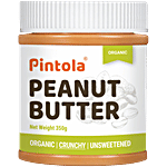 Pintola Peanut Butter - Organic, Unsweetened & Crunchy, With 30g Protein 350 g