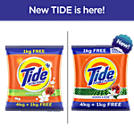 Tide Detergent Washing Powder - Jasmine & Rose, Extra Power, Tide+ 5 kg 4 kg Pack + 1 kg Pack Free