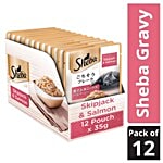 SHEBA Premium Cat Food - Skipjack & Salmon, For Adult Cats 35 g Pouch (Pack of 12)