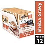 SHEBA Premium Cat Food - Fish with Sasami, For Adult Cats 35 g Pouch (Pack of 12)