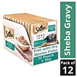 SHEBA Premium Cat Food - Fish With Dry Bonito Flake, For Adult Cat 35 g Pouch (Pack of 12)