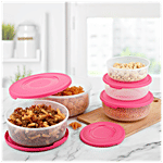 Asian Plastic Container - Transparent, Super Seal, Pink 5 pcs 