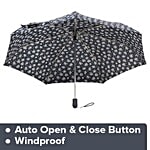Parachase Umbrella - Three Fold, Auto Open & Close, Windproof, White Floral Printed Navy Blue 1 pc