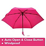 Parachase Three Fold Premium Umbrella - Auto Open & Close, Windproof, Plain Pink Coloured 1 pc