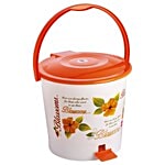 Cello Plastic Pedal Dustbin / Garbage Bin - With Big Handle, Blossom, White & Orange 15 L