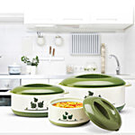 Milton Orchid Insulated Thermoware Jr Casserole For Roti/Chapati Gift Set - Green 3 pcs (450 ml + 850 ml + 1.5 L)