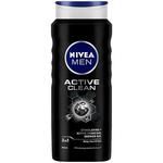 NIVEA Active Clean Shower Gel With Active Charcoal For Body, Face & Hair 500 ml 