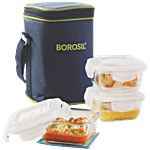Borosil Glass Lunch Box - Microwave Safe Office Tiffin, ICY22SD3320 320 ml (Set of 3)