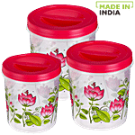 Ratan Plastic Container - Printed, Crystal, 14803-P 3 pcs