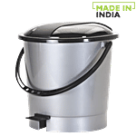 Ratan Plastic Pedal Dustbin / Garbage Bin - Small, Silver, Bon Bon, 12071-S 6.7 L
