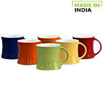 Claycraft Diamond Coffee Mugs - Multi Colour 150 ml (Set of 6)
