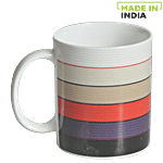 Claycraft Bonechina Milk Mug - Red, Blue & Black, Stripes 350 ml 