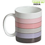 Claycraft Bonechina Milk Mug - Pink, Purple & Black, Stripes 350 ml 
