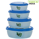 Mastercook Round Plastic Container - With Lid, Blue 4 pcs