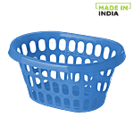 Ratan Multipurpose Plastic Basket - Laundry/Clothes, Blue, Oval 1 pc