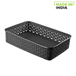 Ratan Multi-Utility Plastic Basket - Black, Royal, 24020 A5 - Bl 1 pc