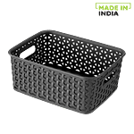 Ratan Multi Utility Plastic Basket - Small, Black, Royal 1 pc