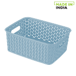 Ratan Multi Utility Plastic Basket - Small, Smokey Grey, Royal 1 pc