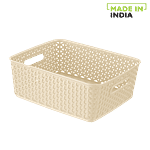 Ratan Multi Utility Plastic Basket - Medium, Cream, Royal 1 pc