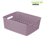 Ratan Multi Utility Plastic Basket - Medium, Desert Rose, Royal 1 pc