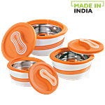 Pinnacle Casserole Set For Roti/Chapati - Orange, Palazio 3 pcs (500ml + 1 L + 2.3 L)