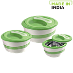 Pinnacle Casserole Set For Roti/Chapati - Green, Palazio 3 pcs (500ml + 1 L + 2.3 L)