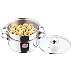 Kitchen Essentials Induction Base Modak/Momo Maker - Silver, Multi Utility Steamer Basket with Glass Lid 18 cm Cooking Pot 18cm, Stainless Steel 2 L