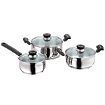 Kitchen Essentials Stainless Steel Cookware - With Lid, Induction Friendly, Bellevue 3 pcs