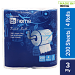 BB Home Toilet Roll - 3 Ply -100% virgin Pulp/Paper 200 pulls (Pack of 4)