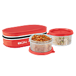 Milton Bon Plastic Lunch/Tiffin Box With Containers & Cover - Red 4 pcs