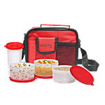 Milton Combi Meal Plastic Lunch/Tiffin Box With Containers & Cover - Red 4 pcs