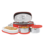 Milton Executive Stainless Steel Lunch/Tiffin Box With Containers & Cover - Red 5 pcs
