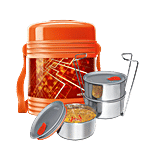 Milton Tiffin Set - With 3 Containers, Thermosteel, Insulated, Orange, Vector Deluxe 3 pcs
