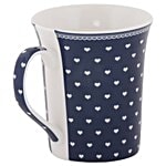 Rslee Coffee-Tea-Milk Mug - Navy White Hearts Print 350 ml