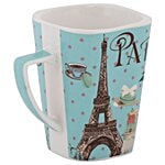 Rslee Chai / Coffee/ Tea-Milk Mug - Blue Brown Paris Eiffel Tower Print 300 ml