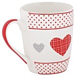 Rslee Chai / Coffee/ Tea-Milk Mug - White With Red Dot & Heart Print 350 ml