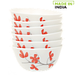 Laopala Diva Opalware Ivory Snack Bowl Set - Cherry Petal 330 ml (Set of 6)