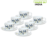 LaOpala Chai/Opalware Cup & Saucer Set - Princess, Silken Charms 150 ml (Set of 6)