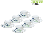 LaOpala Chai/Opalware Coffee Cup & Saucer Set - Regular, English Lavender 120 ml (Set of 6)