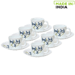 LaOpala Chai/Opalware Coffee Cup & Saucer Set - Regular, Silken Charms 120 ml (Set of 6)