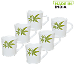 LaOpala Chai/Opalware Coffee Cup Set - Regular, Trinity Green 120 ml (Set of 6)