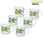 LaOpala Chai/Opalware Coffee Mug Set - Trinity Green 180 ml (Set of 6)