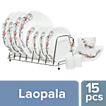 LaOpala Opalware Dinner Set - Scarlet Blooms 15 pcs