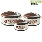 Nayasa Chef Insulated Casserole For Roti/Chapati - Brown 3 pcs (500 ml + 800 ml + 1.5 L)